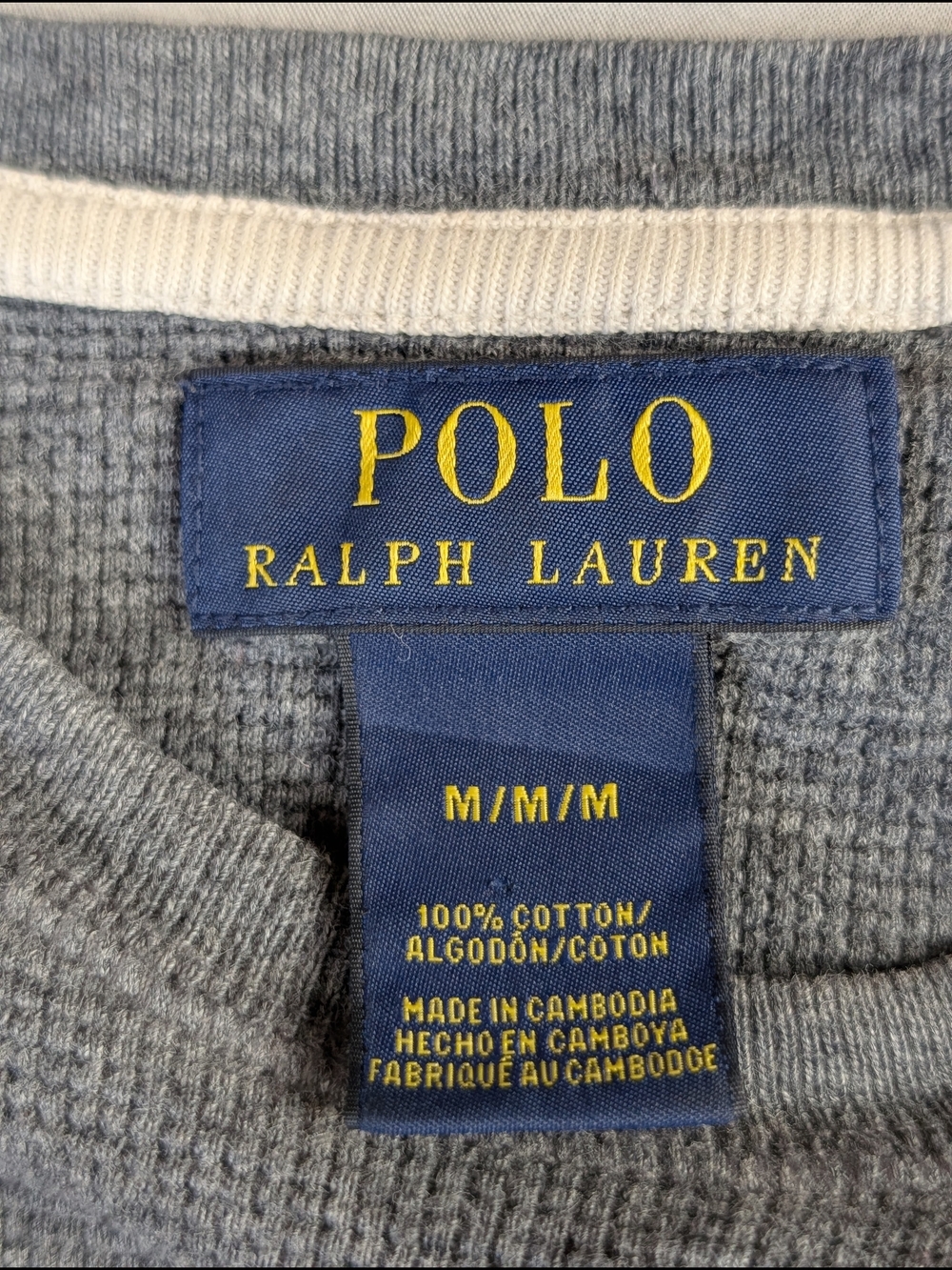 Polo Ralph Lauren Gray Short Sleeve Waffle Knit Polo Pony Crewneck Shirt Men's M